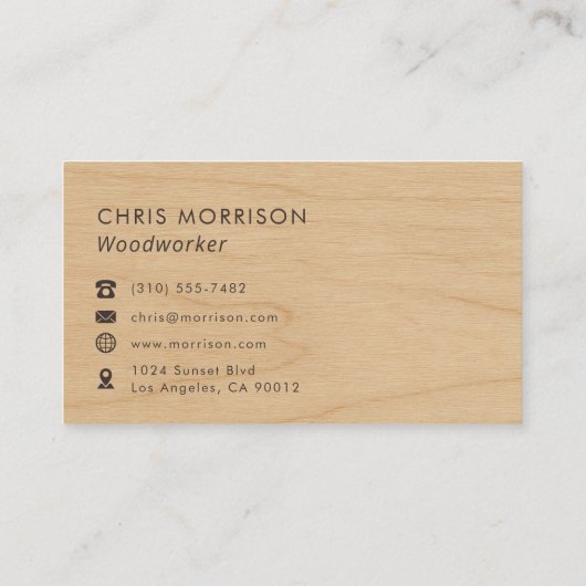 Woodworker Rustic Wood Monogram Professional Visitekaartje (Achterkant)
