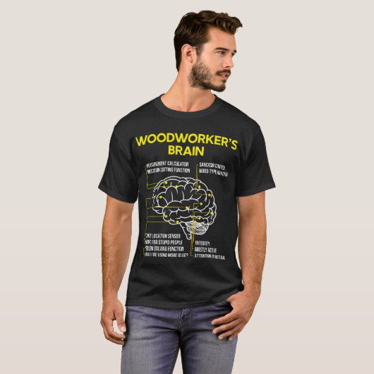 Woodworker's Brain Grappig Houtbewerking Carpenter T-shirt (Voorkant volledig)