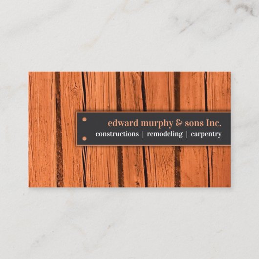 Woodworking Contractor Business Card Template Visitekaartje (Voorkant)