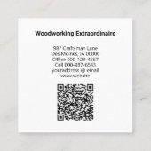 Woodworking Craftsman Fined Wood Knot QR Code Vierkante Visitekaartje (Achterkant)
