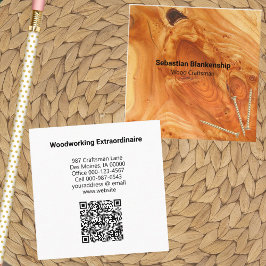 Woodworking Craftsman Fined Wood Knot QR Code Vierkante Visitekaartje