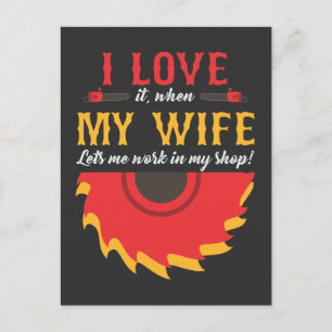 Woodworking Husband Carpenter Woodwerkster Briefkaart