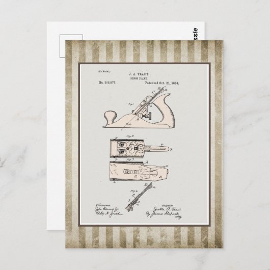  Woodworking Plane Patent Briefkaart (Voorkant / Achterkant)