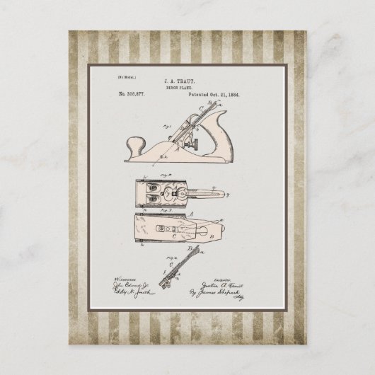  Woodworking Plane Patent Briefkaart (Voorkant)