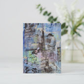 Woodworking Retro Men on a Blue Background Briefkaart (Staand voorkant)