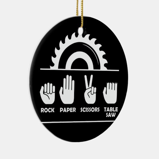 Woodworking Rock Paper Scissors Table Saw Keramisch Ornament (Rechts)