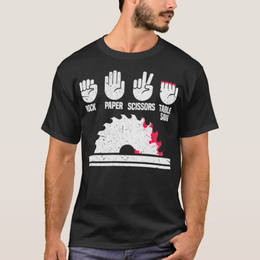 Woodworking Rock Paper Scissors Table T-shirt (Voorkant)