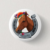 Woody de pony ronde button 3,2 cm (Voorkant)