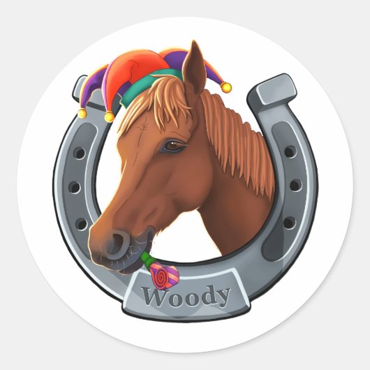 Woody de pony ronde sticker (Voorkant)