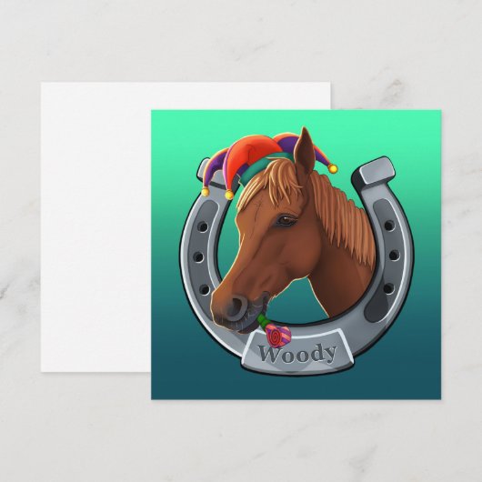 Woody de vrolijke pony. feestdagenkaart (Voorkant / Achterkant)