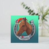 Woody de vrolijke pony. feestdagenkaart (Staand voorkant)