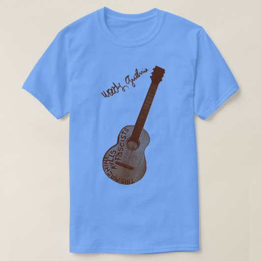 Woody Guthrie Deze machine doodt fascisten gitaar  T-shirt (Design voorkant)