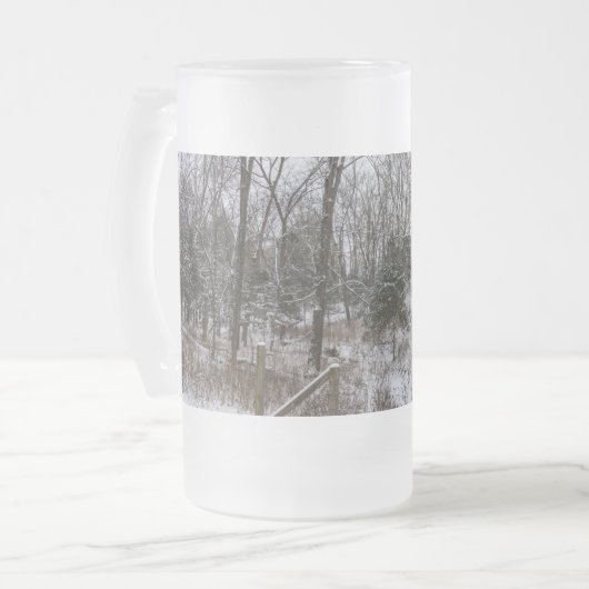 Woody Snow Day Frosted Glass Beer Mok (Voorkant links)