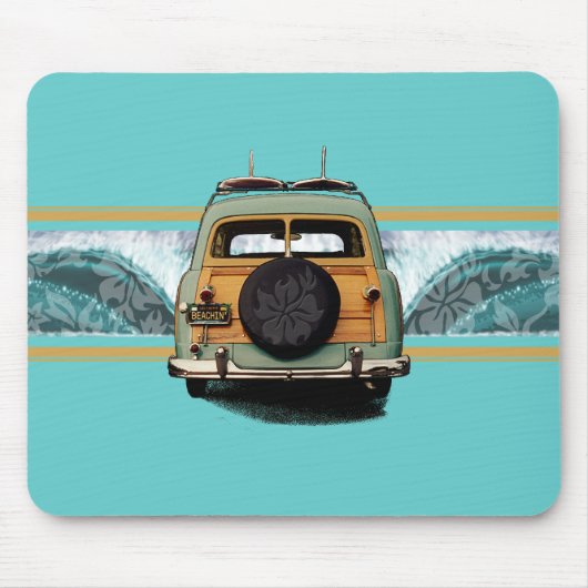 Woody Wave Aqua Mousepad Muismat (Voorkant)