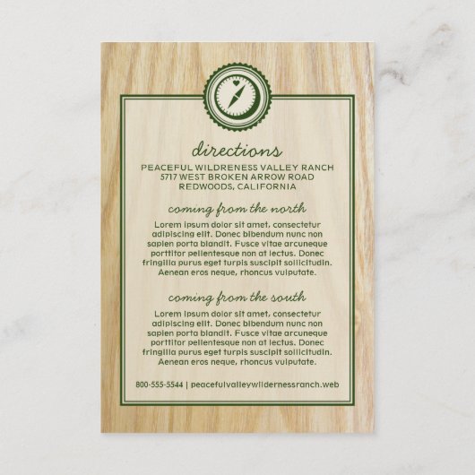 Woody Wedding & Glamping-informatiekaart Informatiekaartje (Achterkant)