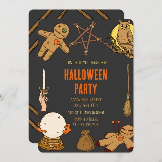 Woody Witch Crafts Halloween Party Uitnodiging (Voorkant / Achterkant)