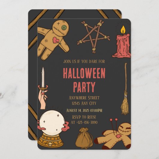 Woody Witch Crafts Halloween Party Uitnodiging (Voorkant / Achterkant)