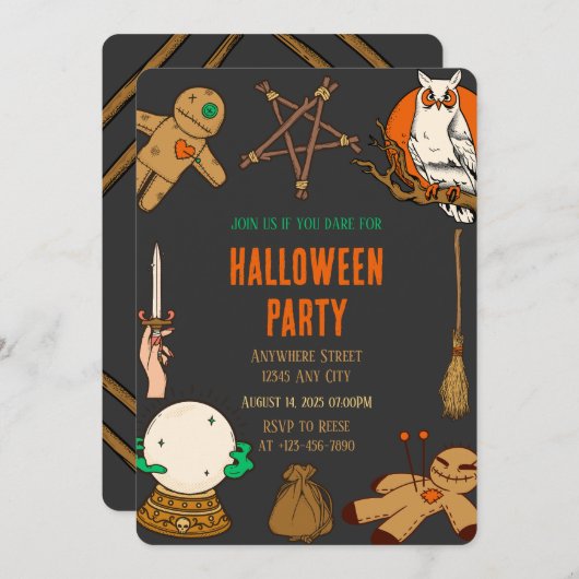 Woody Witch Crafts Halloween Party Uitnodiging (Voorkant / Achterkant)