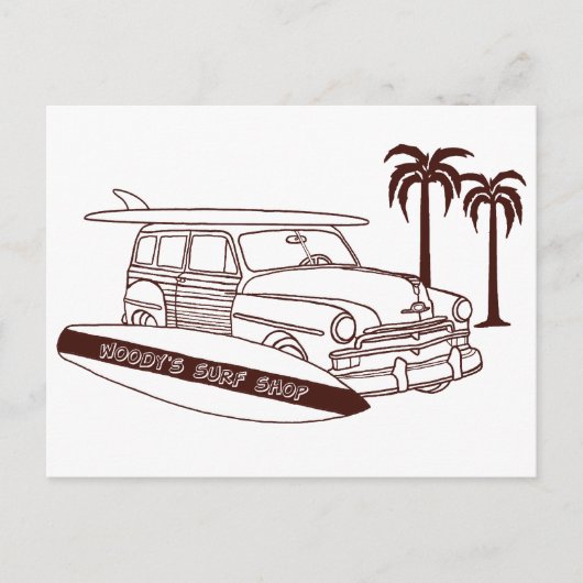 Woody's Surf Shop Briefkaart (Voorkant)