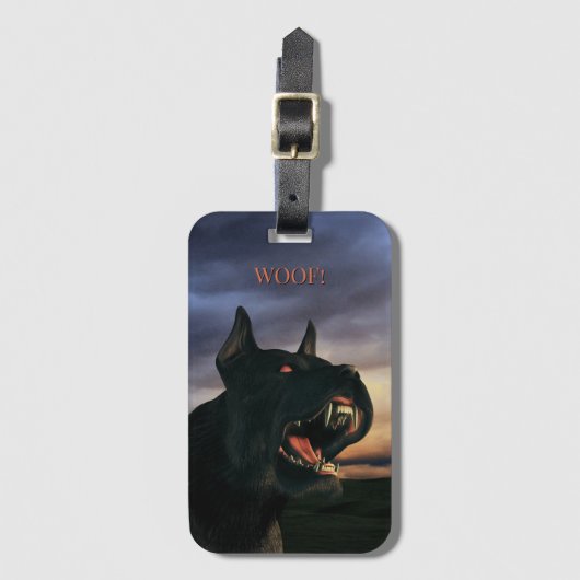 Woof! Big, black dog Bagagelabel (Voorkant (verticaal))
