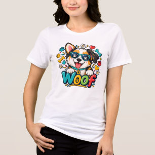 Woof Cute Puppydog Pootafdruk Hart Tri-Blend Shirt