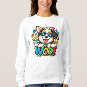 Woof Cute Puppydog Pootafdruk Hart Trui