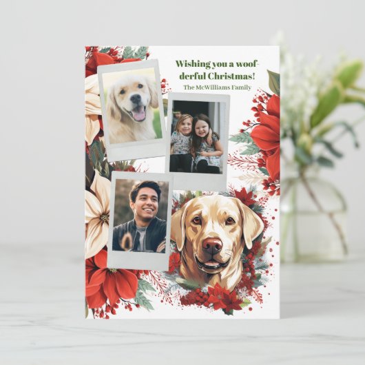 Woof-derful Labrador Retriever Familie Kerstmis Feestdagenkaart (Staand voorkant)