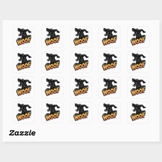 Woof Dog Illustration Square Stickers (Vel)