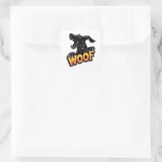 Woof Dog Illustration Square Stickers (Tas)