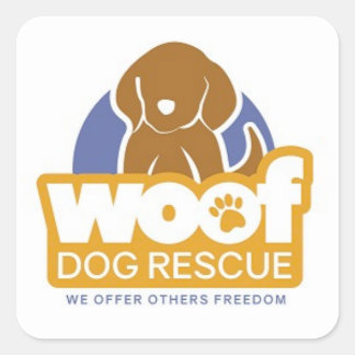 WOOF Dog Rescue Stickers voor de lol!