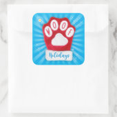 WOOF Feestdagen Schattige Red Paw Christmas Dog Mi Vierkante Sticker (Tas)