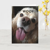 WOOF *GELUKKIGE VERJAARDAG* IN DOGGY TAAL KAART (Gele Bloem)