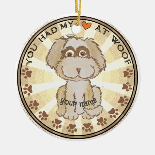 Woof Hond Keramisch Ornament (Voorkant)