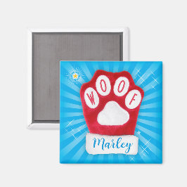 WOOF Hond Vrolijke Kerst Rode Paw Santa Mitten Magneet
