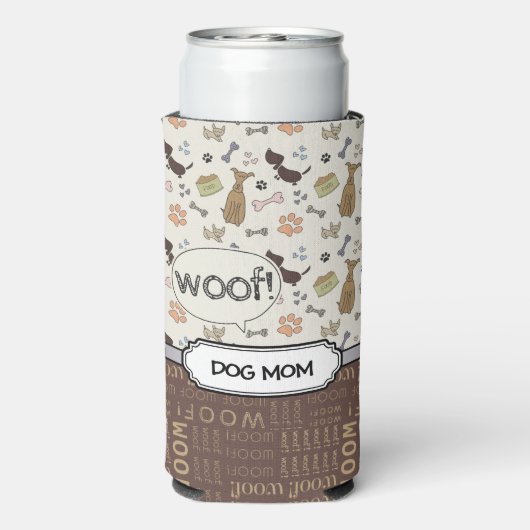 WOOF! Hondenliefhebber - Puppies patroon gepersona Seltzer Blikjeskoeler (Seltzer Achterkant)