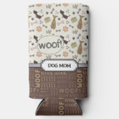 WOOF! Hondenliefhebber - Puppies patroon gepersona Seltzer Blikjeskoeler (Voorkant)