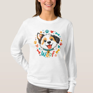 Woof Illustratie van een Mop Cute Hondengezicht T-shirt