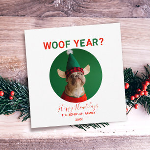Woof Jaar Huisdier Kerst Vakantie Fotokaart
