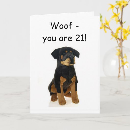 WOOF - JE BENT 21! TIJD VOOR EEN FEESTJE KAART (Gele Bloem)