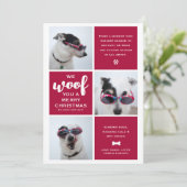 Woof je een vrolijke kerstfotocollage feestdagenkaart (Staand voorkant)