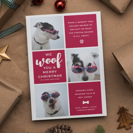 Woof je een vrolijke kerstfotocollage feestdagenkaart