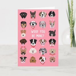 Woof jij bent van mij honden gezicht patroon kaart
