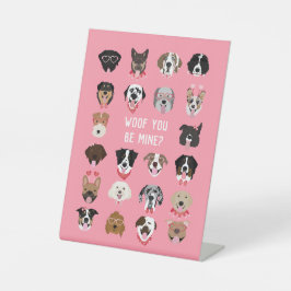 Woof jij bent van mij honden gezicht patroon reclamebord met voetstuk