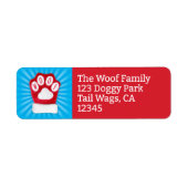 WOOF Kersthond Red Paw Mitten Retouradres Etiket (Voorkant)