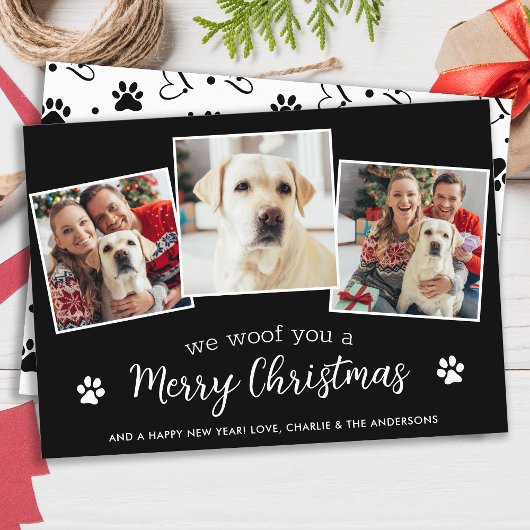 Woof Merry Christmas Custom Hondenliefhebber 3 Pet Feestdagenkaart