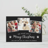 Woof Merry Christmas Custom Hondenliefhebber 3 Pet Feestdagenkaart (Staand voorkant)