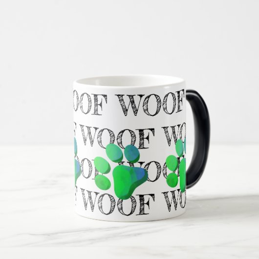 WOOF Patroon Blauw Groene Poot Print Kleurrijk Ple Magische Mok (Voorkant rechts)
