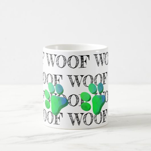 WOOF Patroon Blauw Groene Poot Print Kleurrijk Ple Magische Mok (Center)