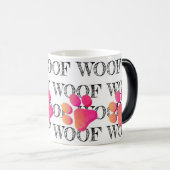 WOOF Patroon Roze Poot Print Kleurrijke Modern Fun Magische Mok (Voorkant rechts)