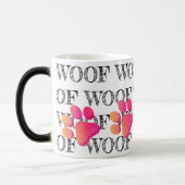 WOOF Patroon Roze Poot Print Kleurrijke Modern Fun Magische Mok (Links)